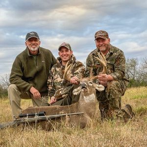 Disabled Veteran Tony N posing with his trophy buck at TheRanch@Camp Ka Hui 'Ana in South Texas during his Management Buck charity hunt.