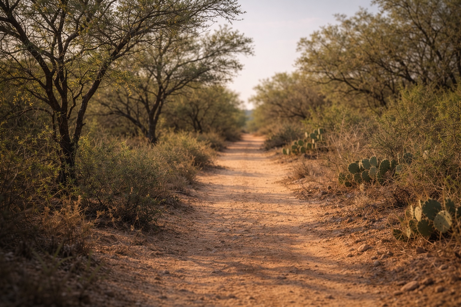 South Texas wildlife habitat at TheRanch at Camp Ka Hui ‘Ana in La Salle County featuring native mesquite and thornscrub.